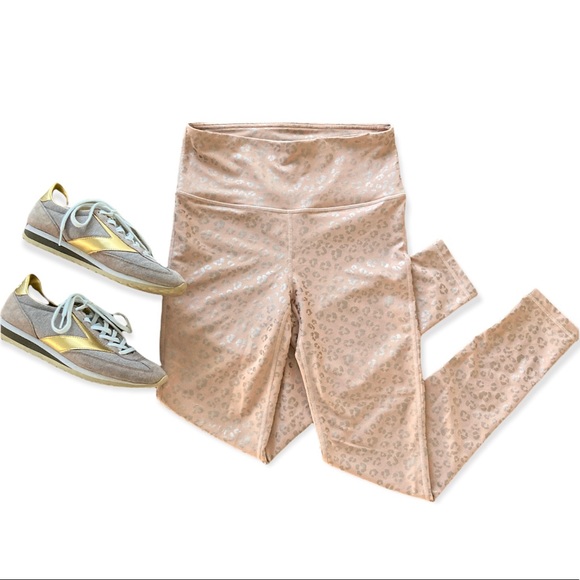 Mono B Leopard Blush Pink Silver Leggings Tummy Tuck Size M New - Picture 5 of 13